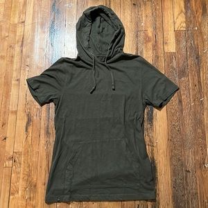 Zine Short Sleeve T-shirt with Hood - (Green, Medium)